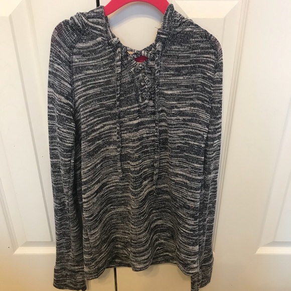 Knit Lace-Up Hoodie - Picture 2 of 3